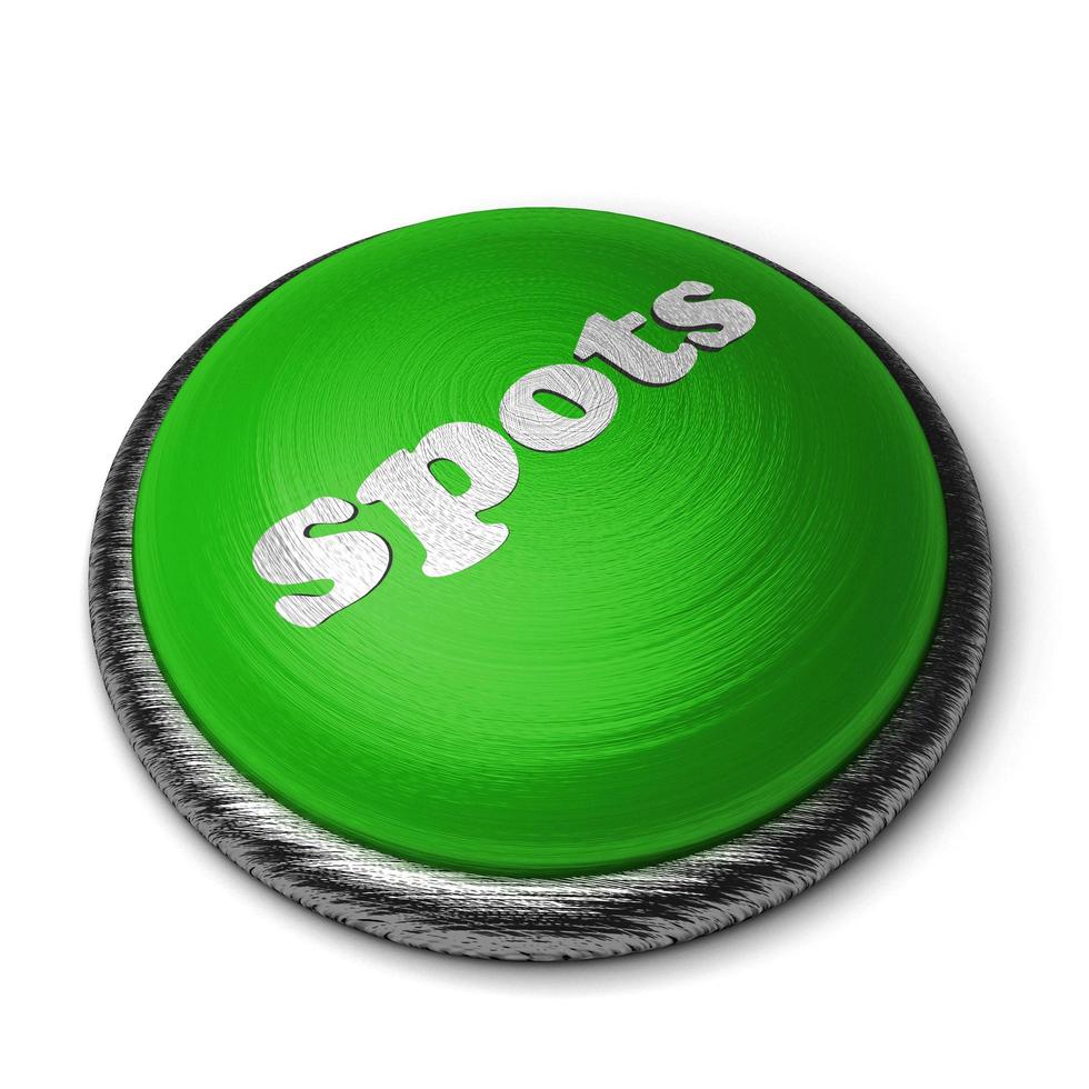 palabra de manchas en el botón verde aislado en blanco foto