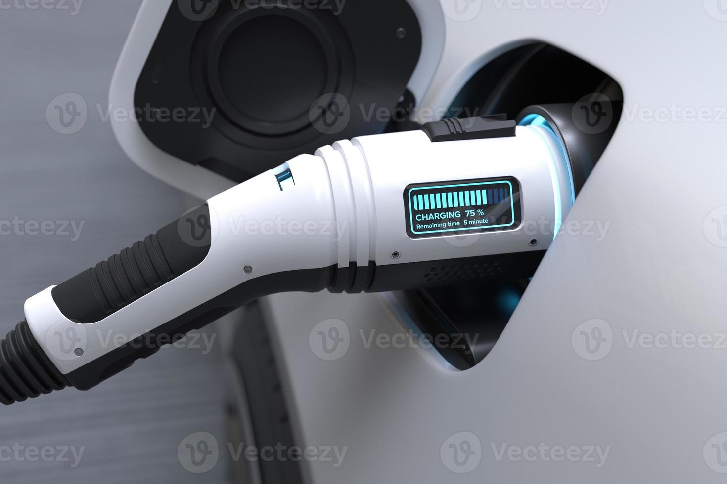 Electric car power charging, Charging technology, Clean energy filling technology. photo