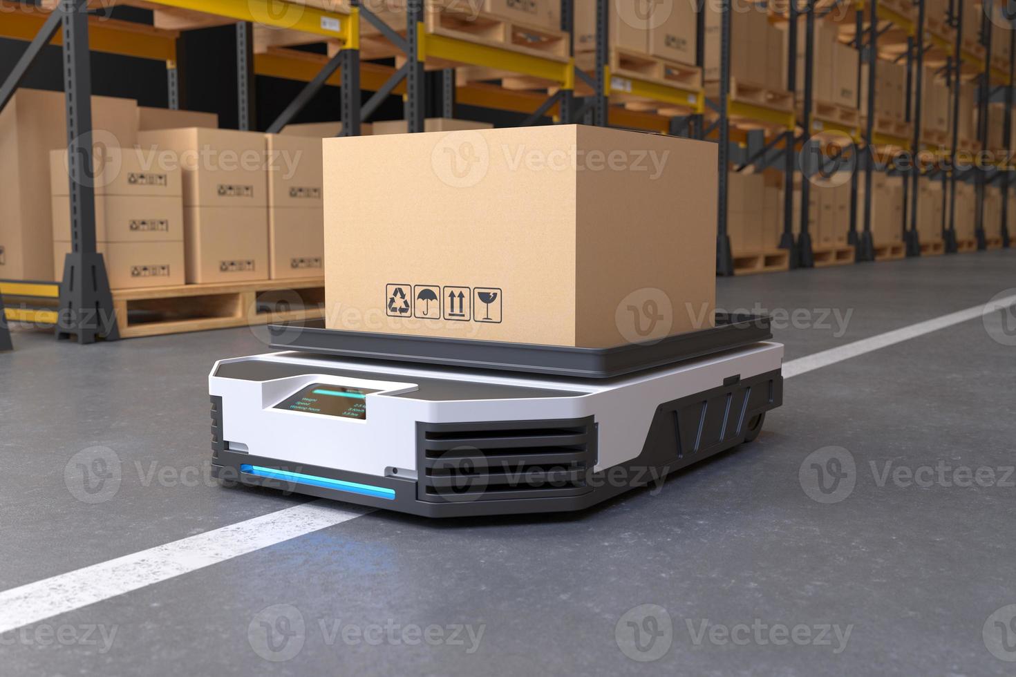 Autonomous Robot transportation in warehouses, Warehouse automation concept photo