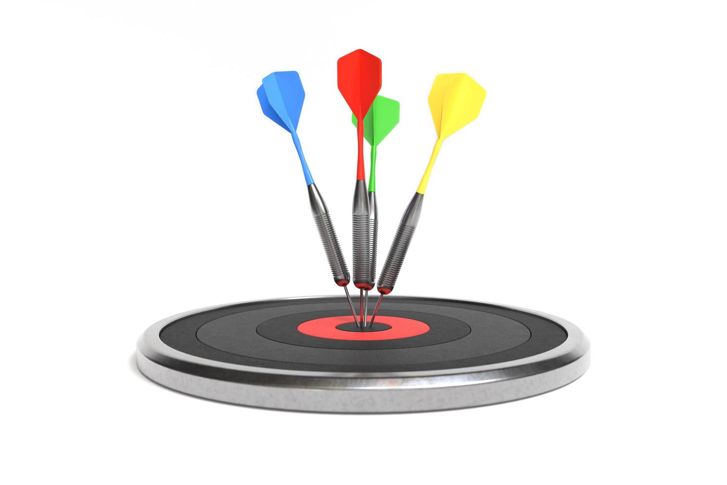 Darts are flying towards the dartboard, goal accomplished success, business concept photo