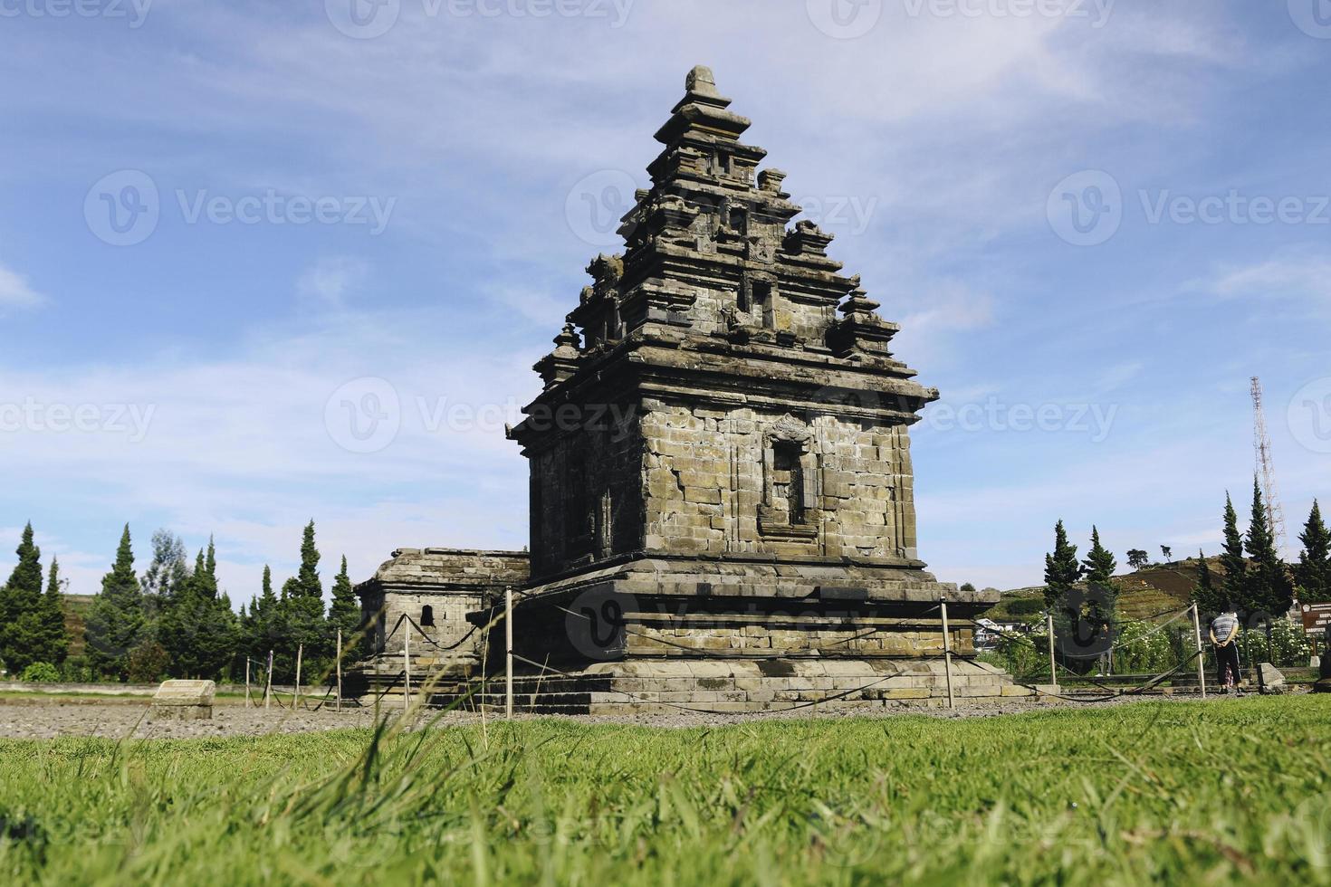 Local tourists visit Arjuna temple complex at Dieng Plateau. photo