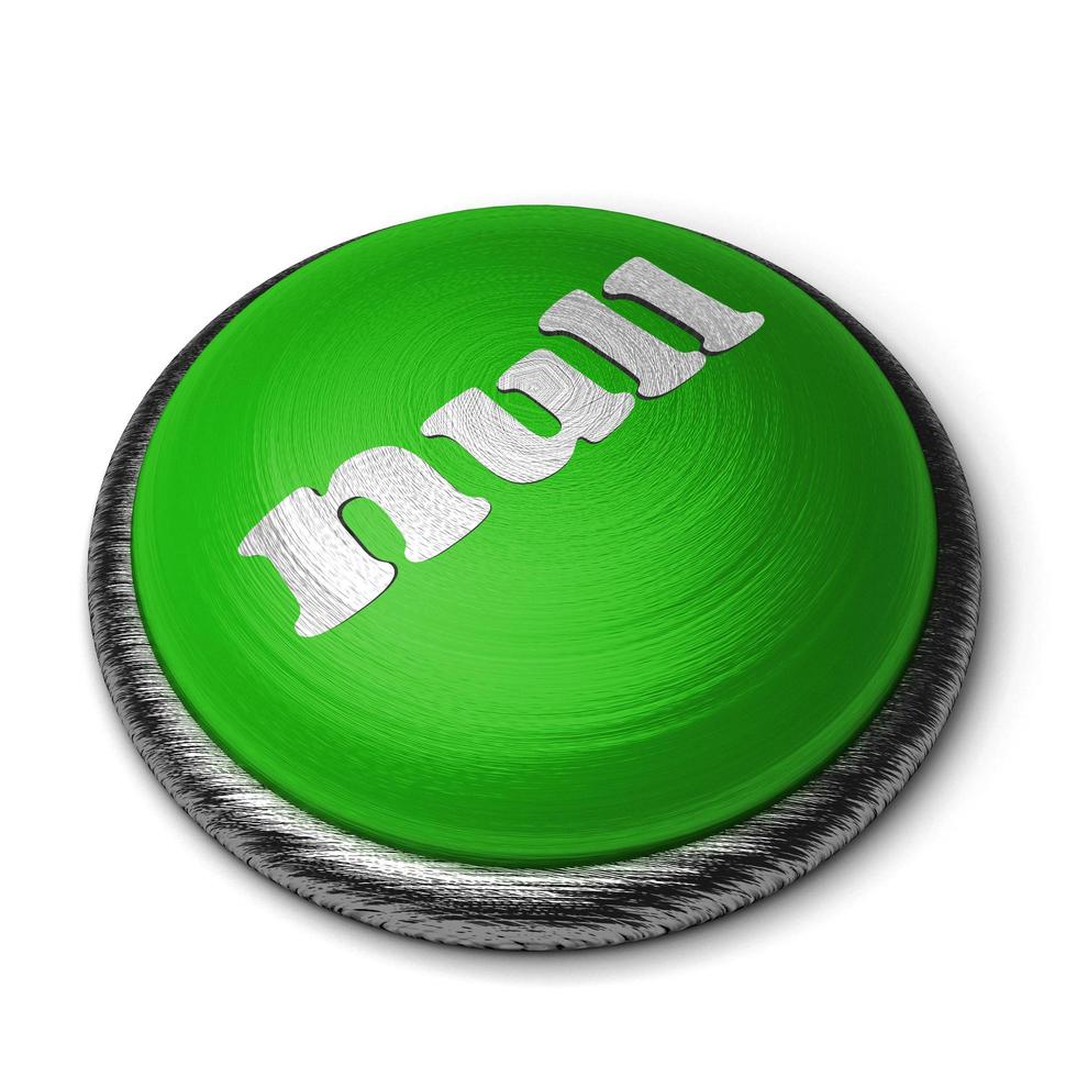 null word on green button isolated on white photo