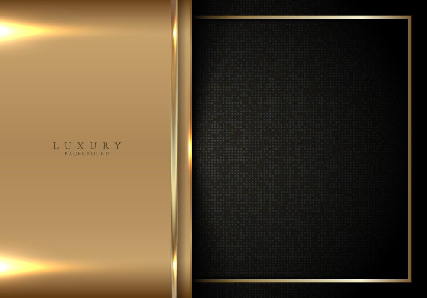 Abstract elegant 3D shiny golden and black background with lighting effect vector