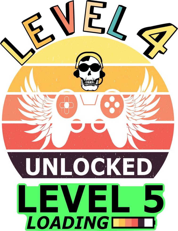 nivel 4 completo nivel 5 cargando camiseta vector