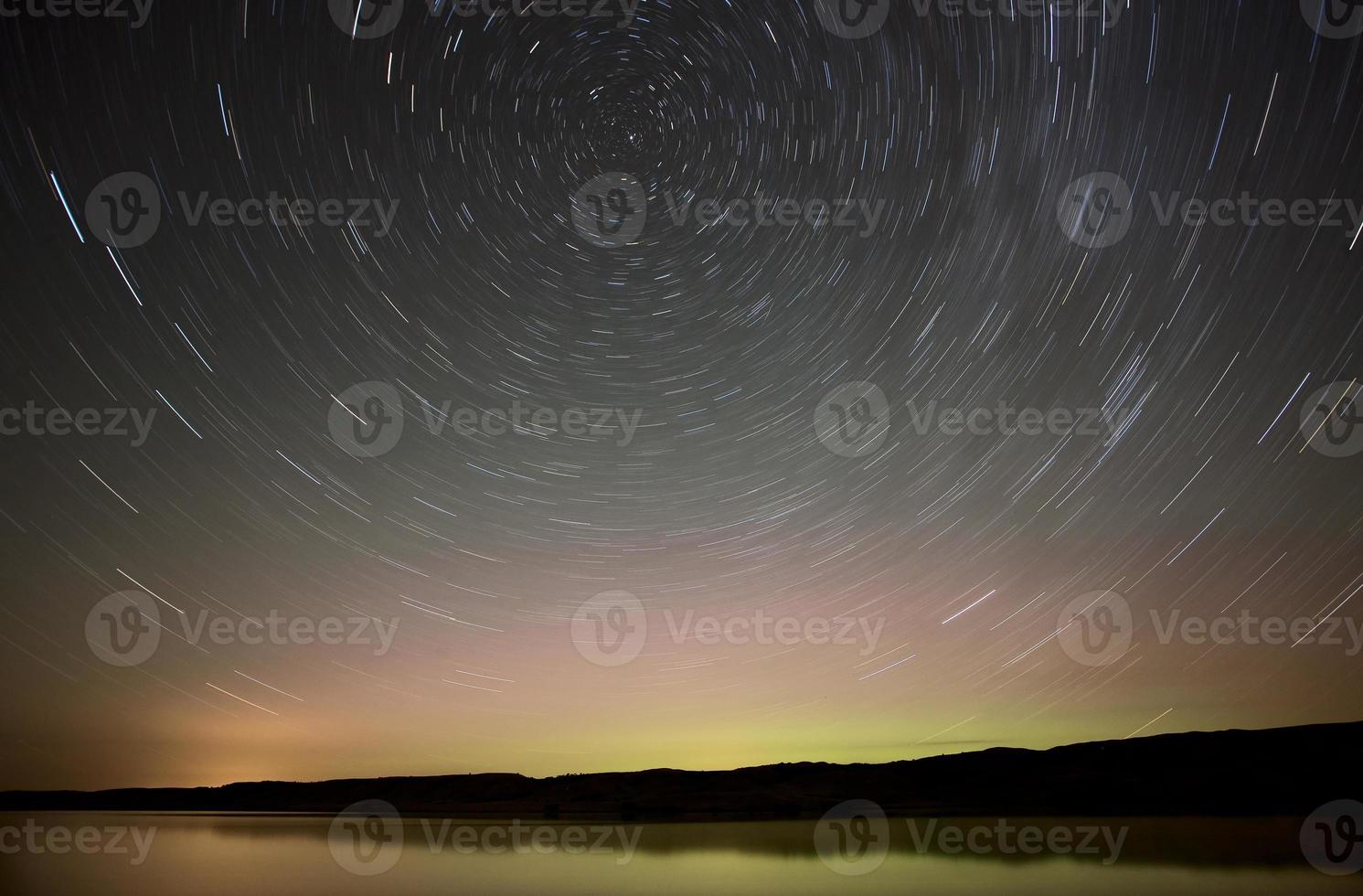 Night Shot Star Trails lake photo