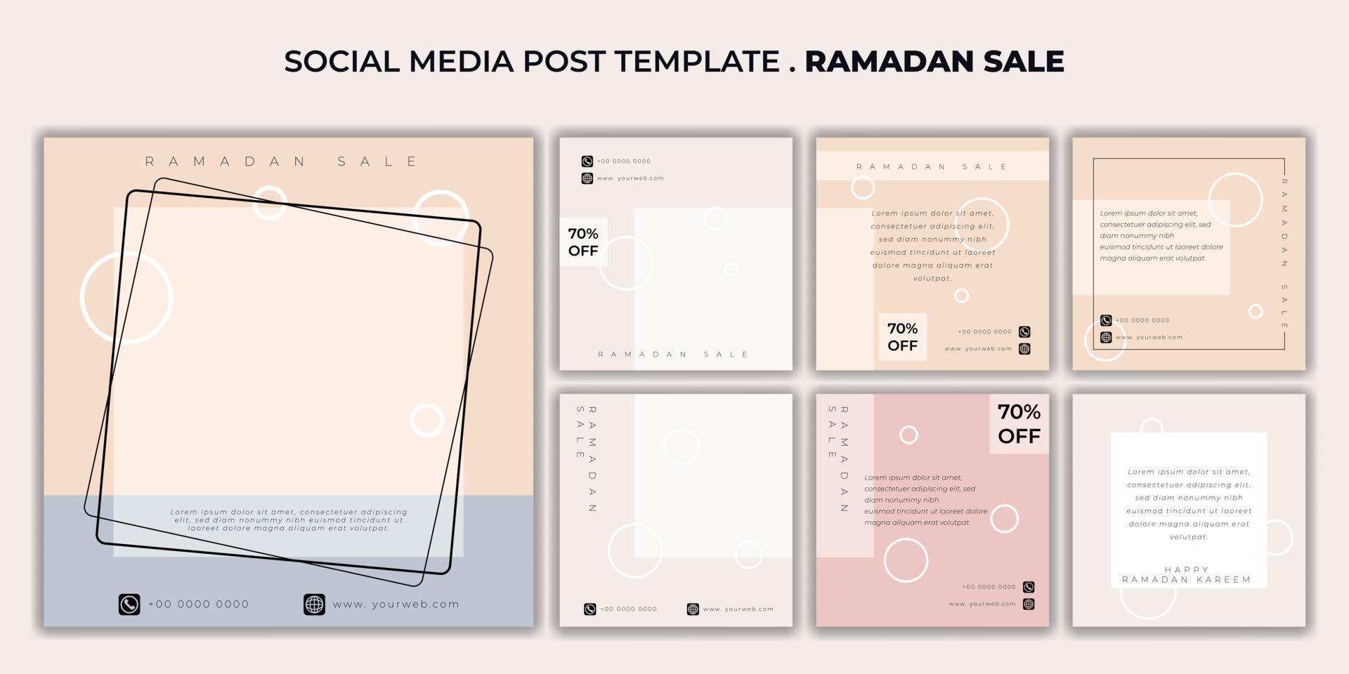 Set of feminine social media post template. vector