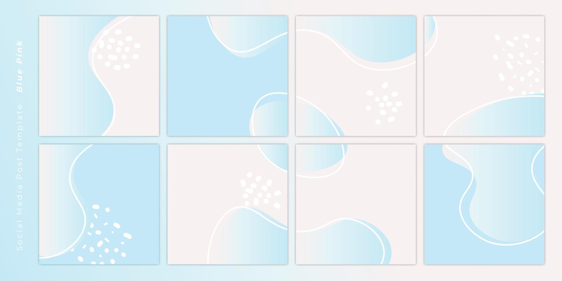Social Media post template. Set of social media template with pink blue feminine design vector