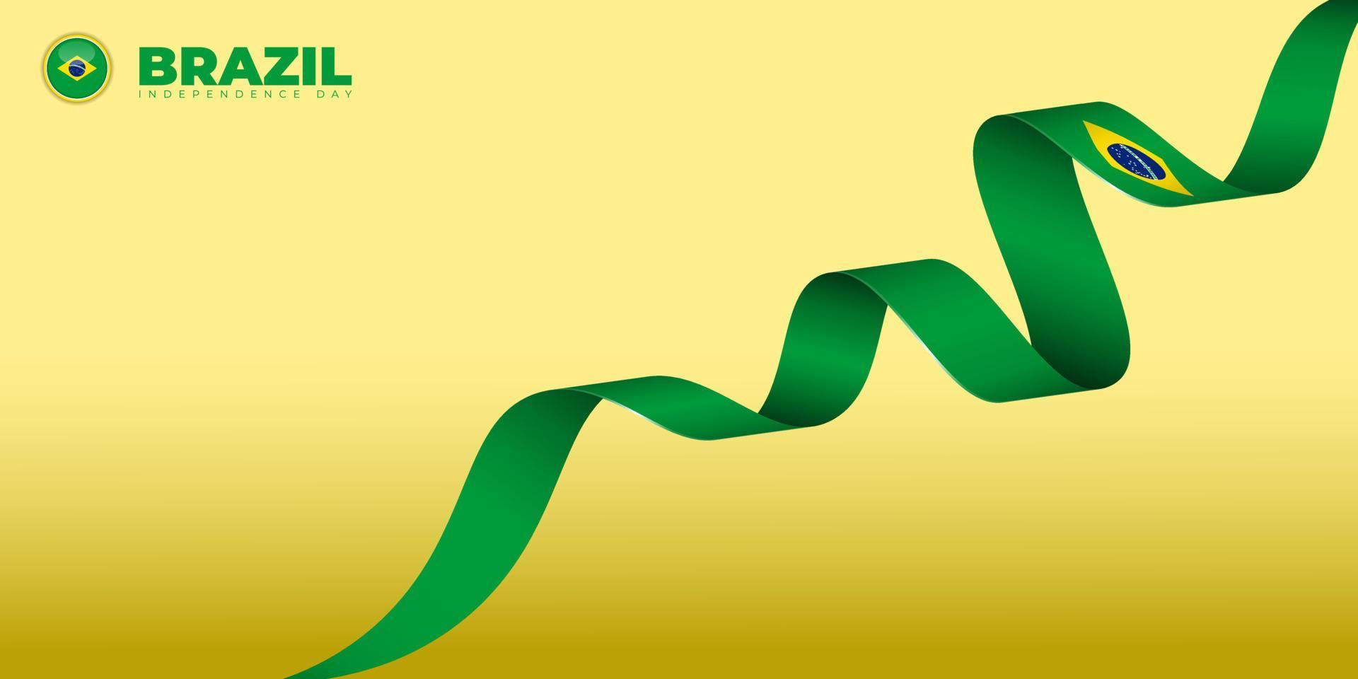 diseño del día de la independencia de brasil con una pequeña bandera brasilera voladora. vector