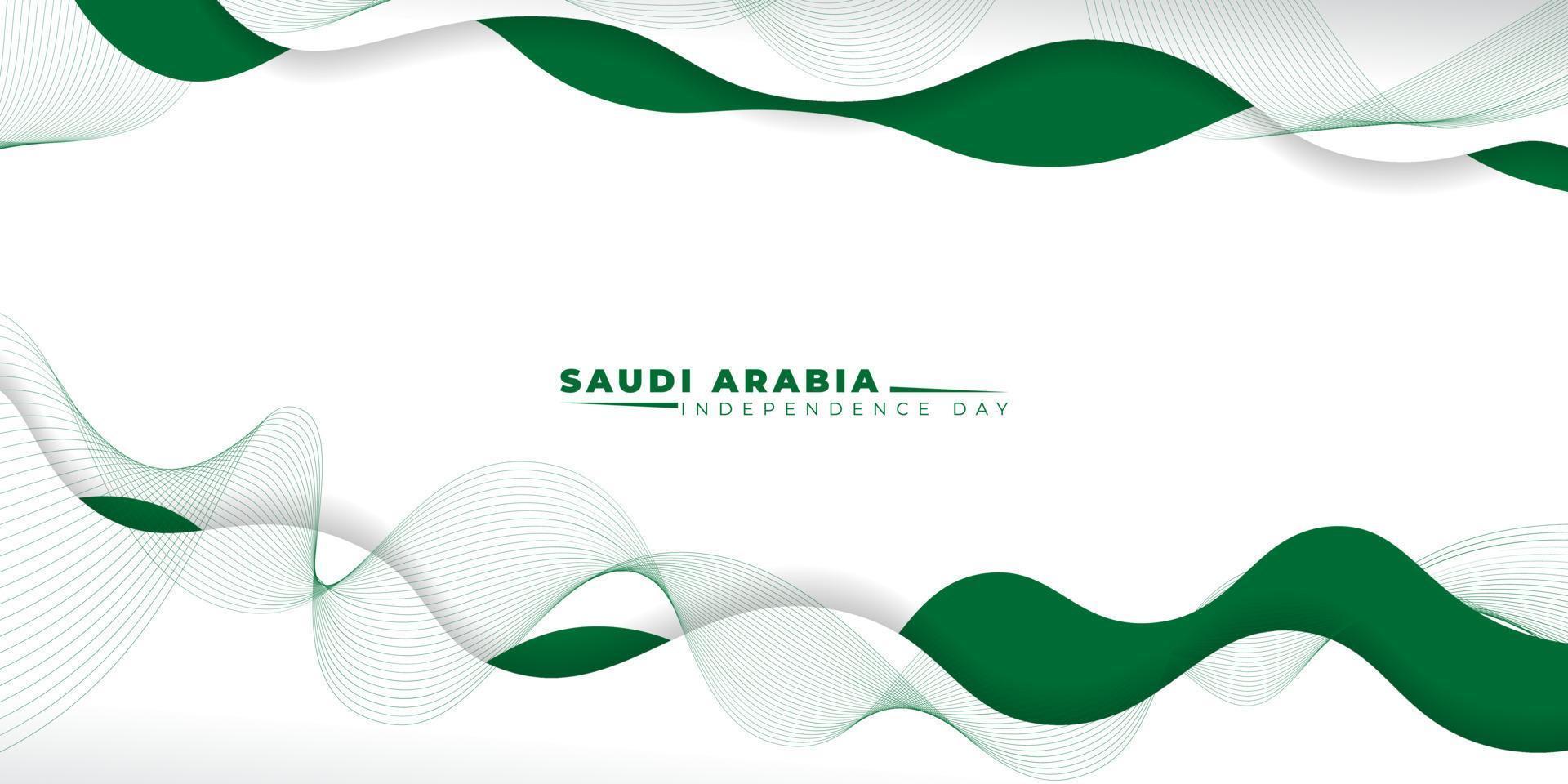 diseño de papel tapiz blanco verde para el día de la independencia de arabia saudita vector