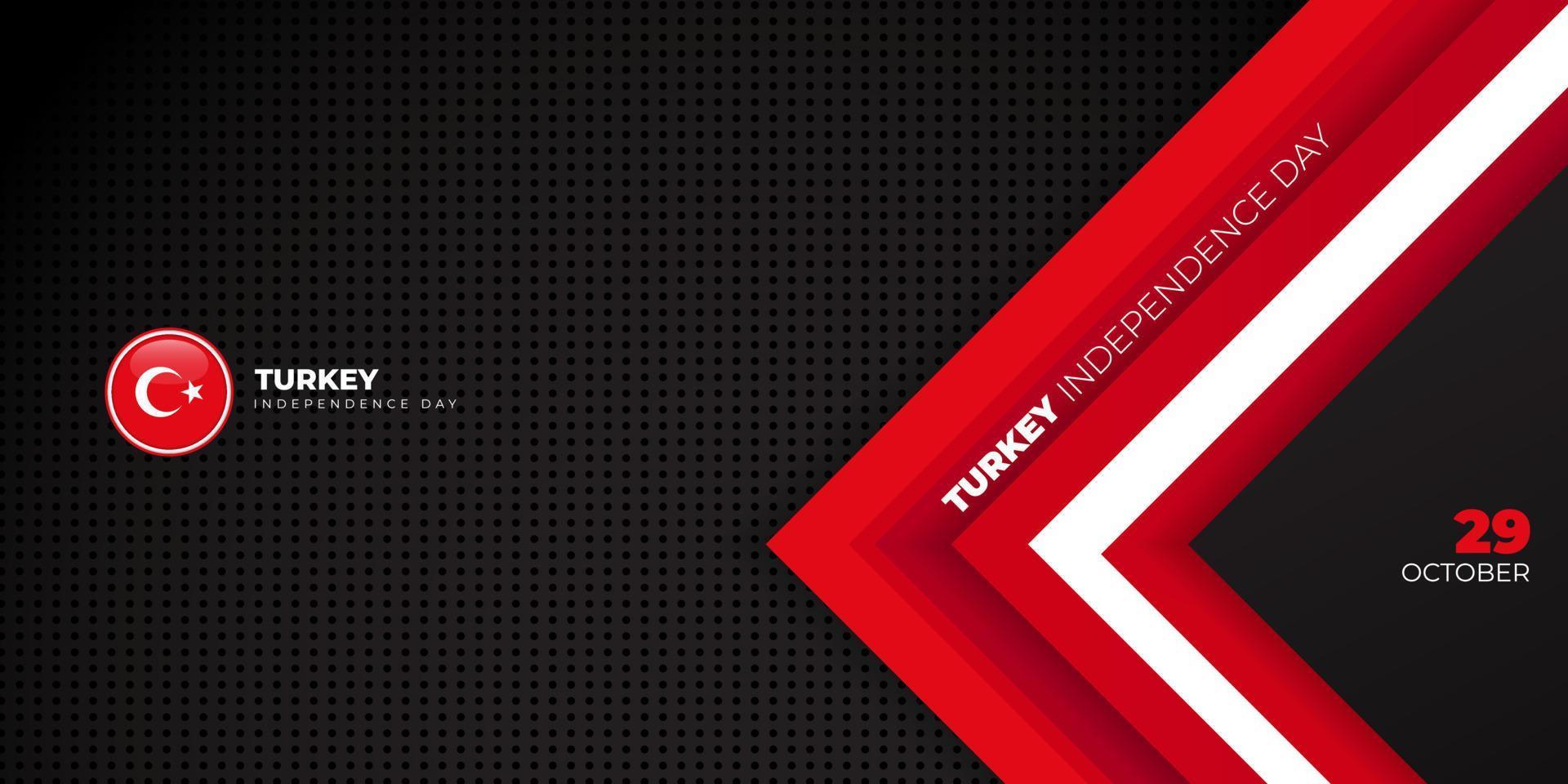Red and white geometric on black background design. Turkey Independence day. vector