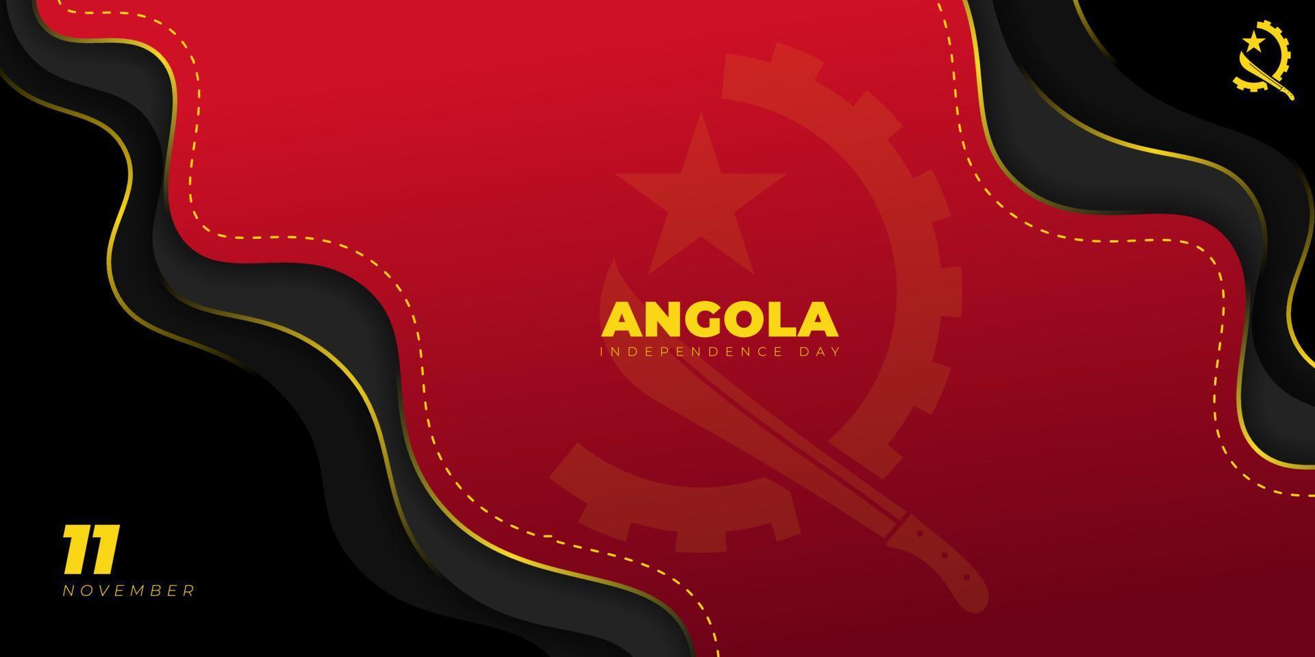 fondo abstracto rojo y negro con machete y equipo para el diseño de la bandera de angola. antecedentes del día de la independencia de angola. vector