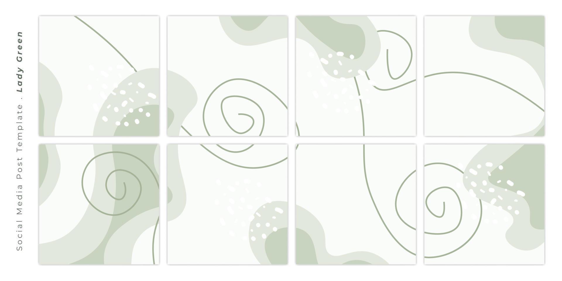 Social Media post template. Set of social media template with green feminine design vector