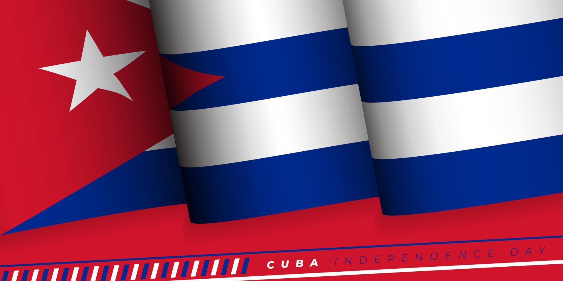 Waving Cuba flag vector illustration. Cuba Independence day design.