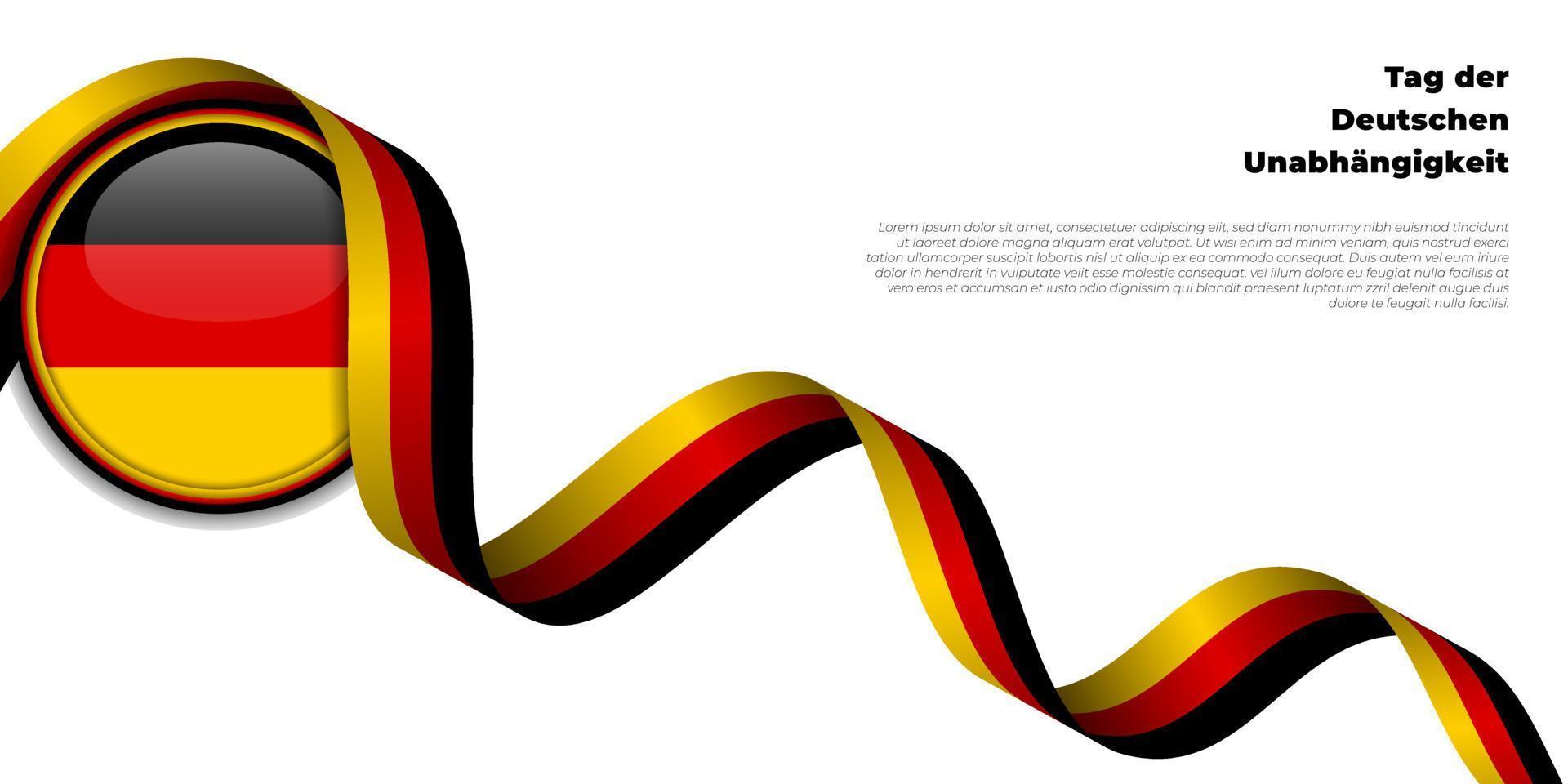 fondo abstracto del día de la independencia alemana con la bandera de Alemania ondeando. el texto de alemania significa el día de la independencia alemana. vector