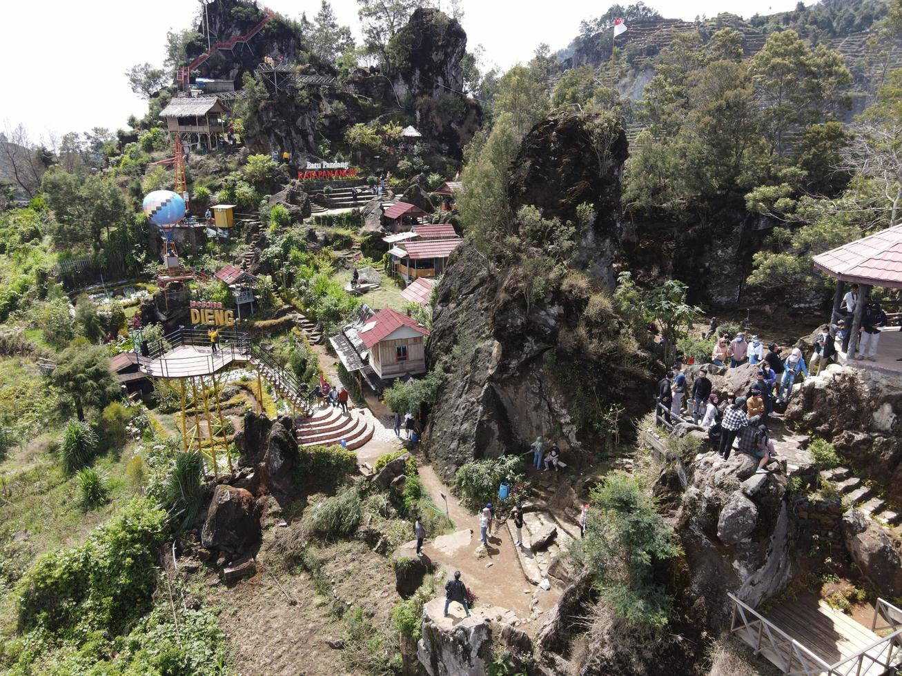Aerial View of a Hill Named Batu Pandang Ratapan Angin, a View From Telaga Warna Lake. photo