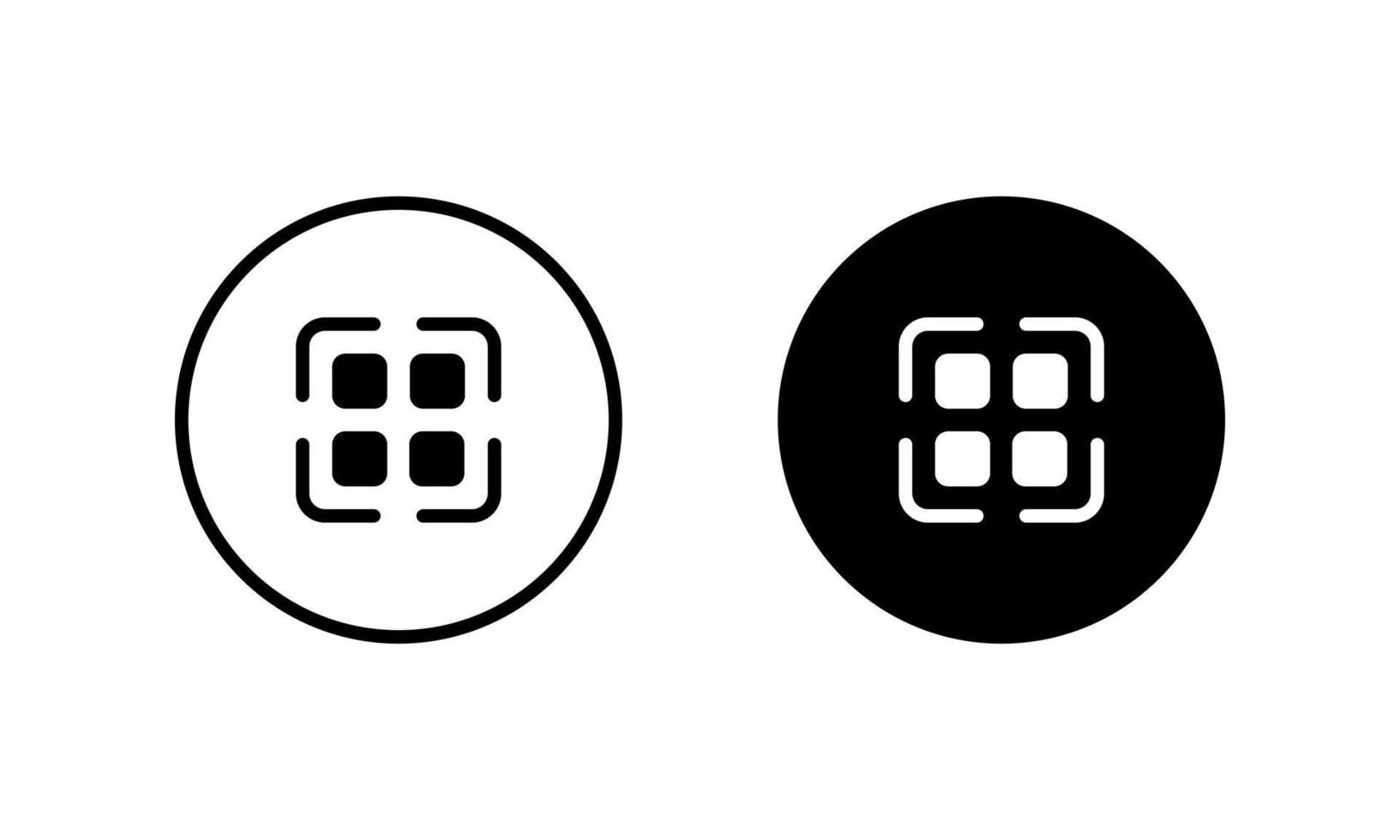 Qr Code Icon Sign Symbol in Circle Line vector
