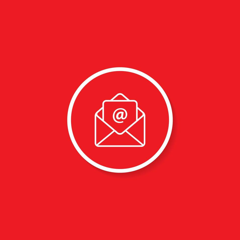 Email Icon Vector in Circle Style. Open Mail Sign Symbol