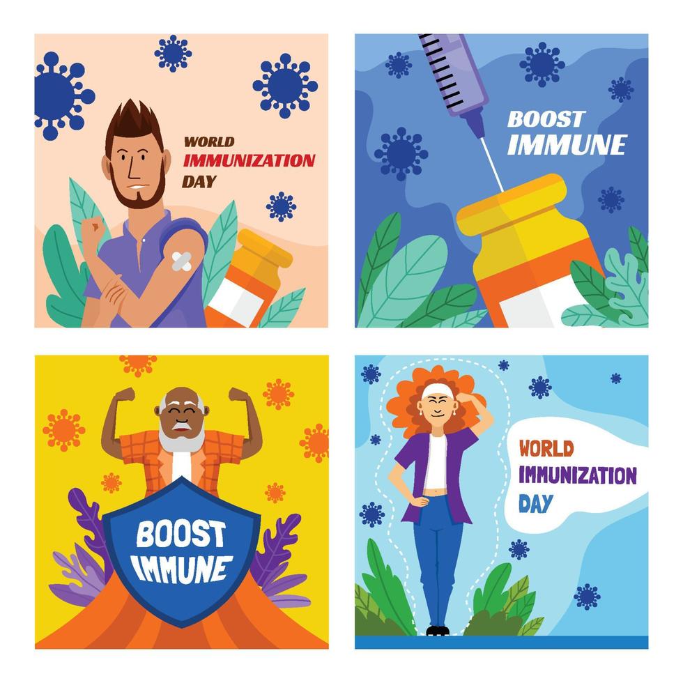 World Immunization Week Cards vector
