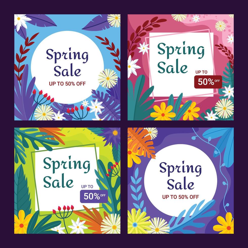 Spring Sale Social Media Posts vector