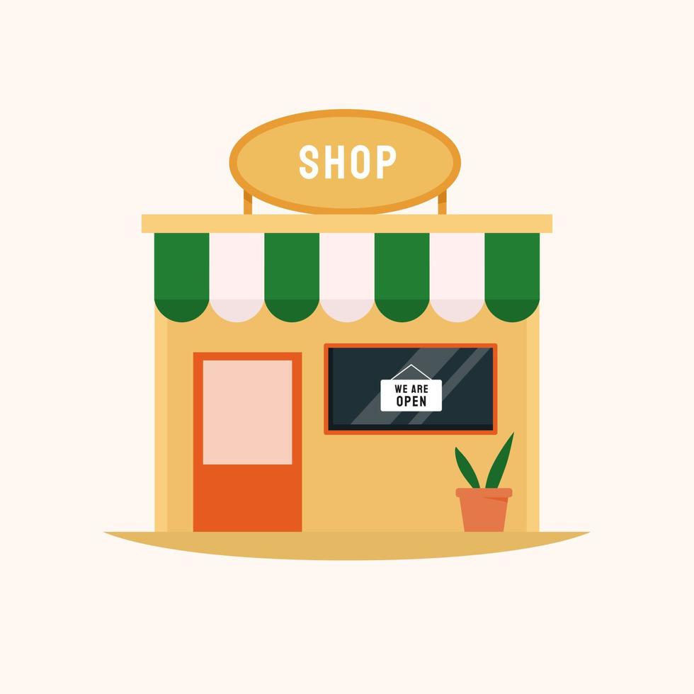 shop with the sign we are open vector