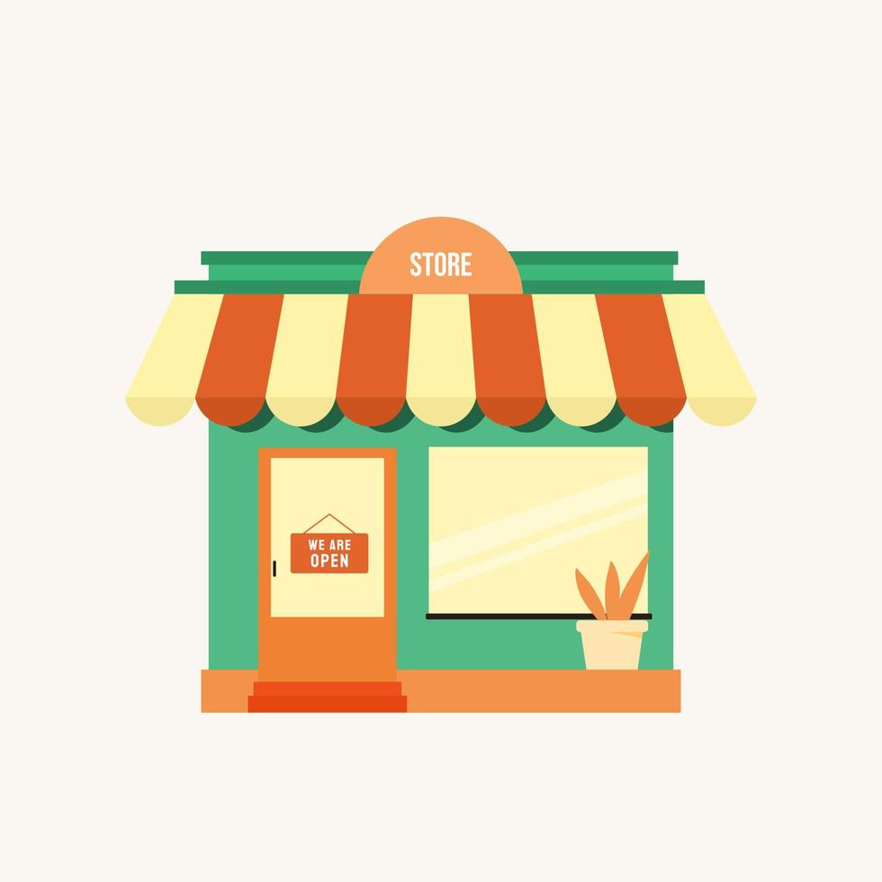 shop with the sign we are open vector