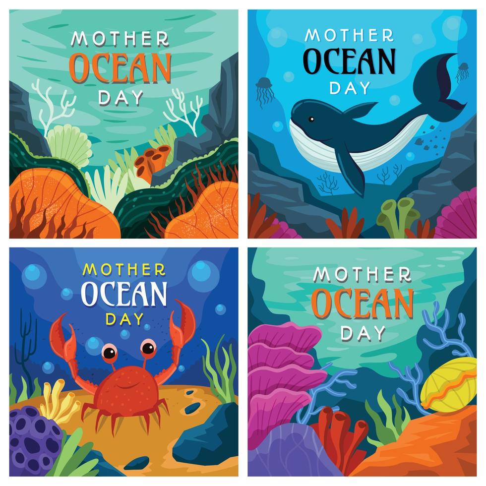 Mother Ocean Day Social Media Template vector