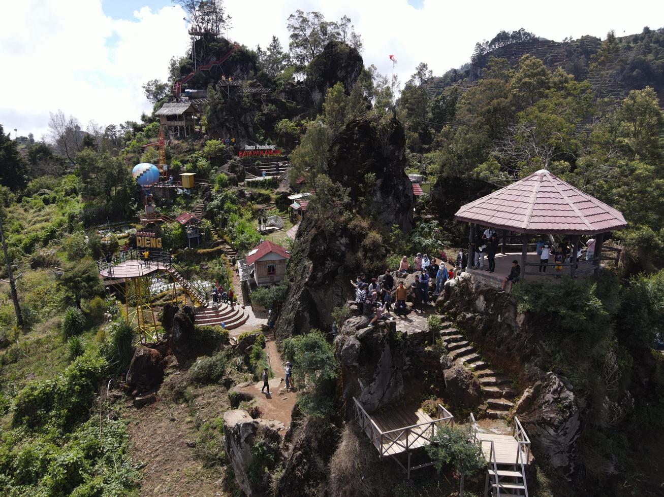 Aerial View of a Hill Named Batu Pandang Ratapan Angin, a View From Telaga Warna Lake. photo