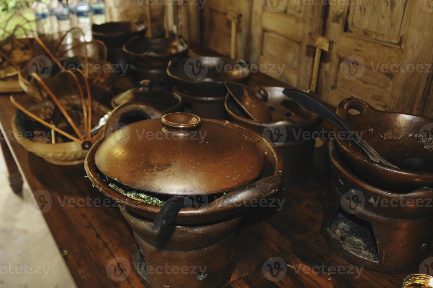 Earthenware furnace or tungku gerabah is Indonesian local stove made from clay. Traditional furnace from Indonesia. photo