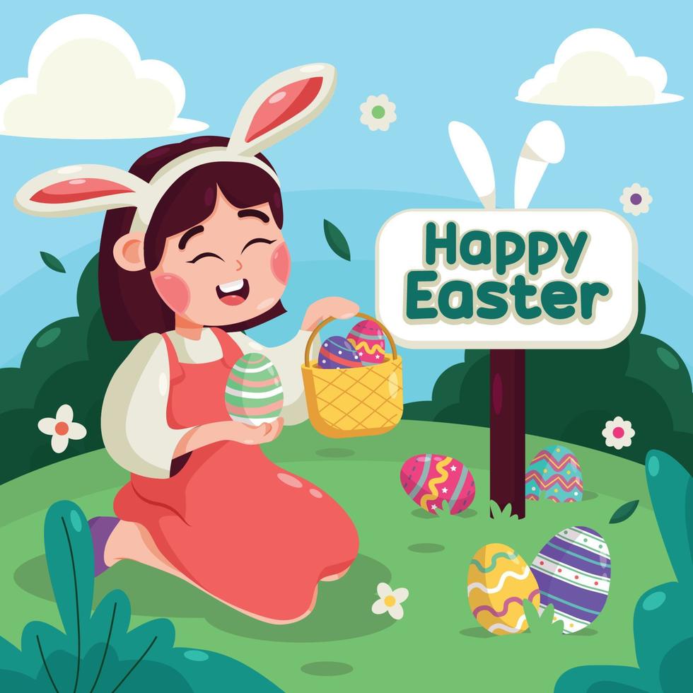 Happy General Easter With Cute Character vector