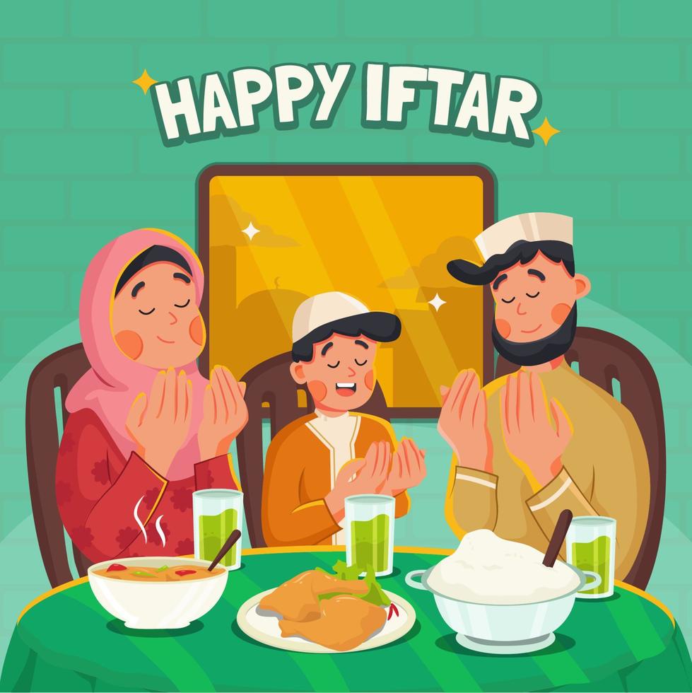 Ramadhan Sahur and Iftar With Family Muslim vector