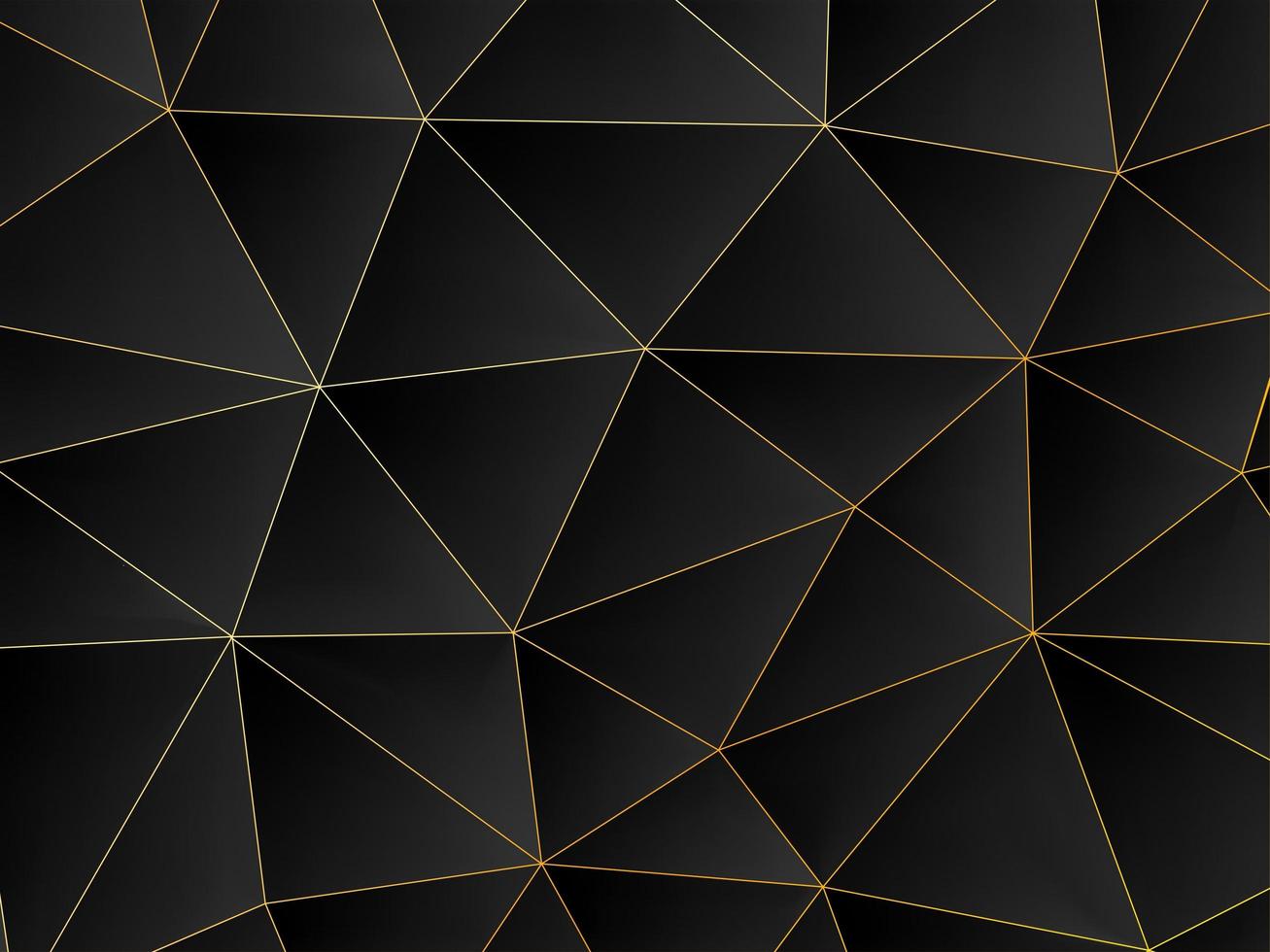 Triángulos abstractos negros 3d y fondo de líneas doradas. patrón geométrico moderno libre de vidrio oscuro foto