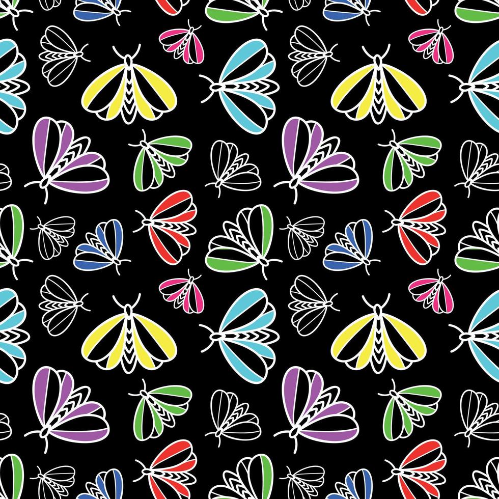 Colorful pattern with multicolored Moths vector