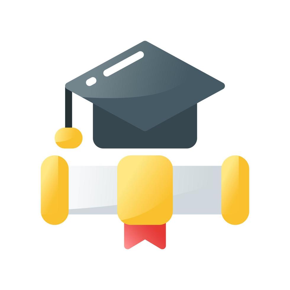 mortarboard flat gradient style icon. vector illustration for graphic design, website, app