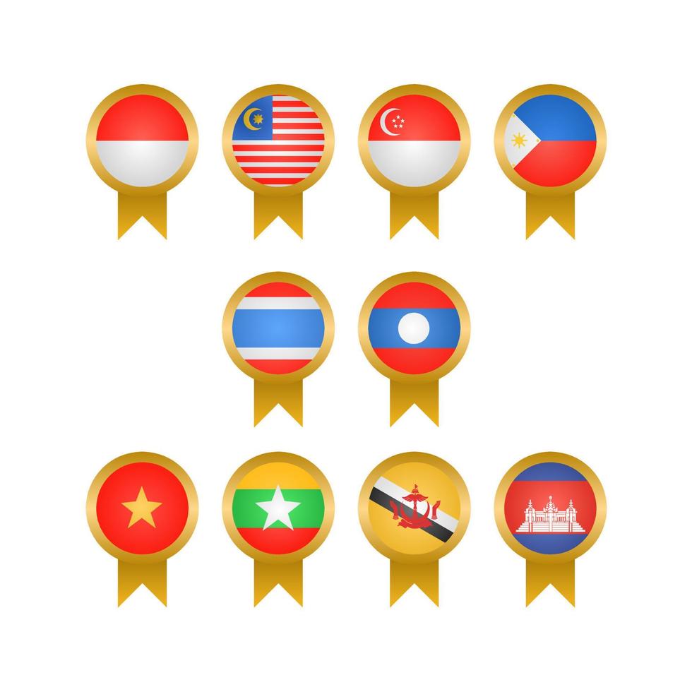 Southeast asia flag vector set