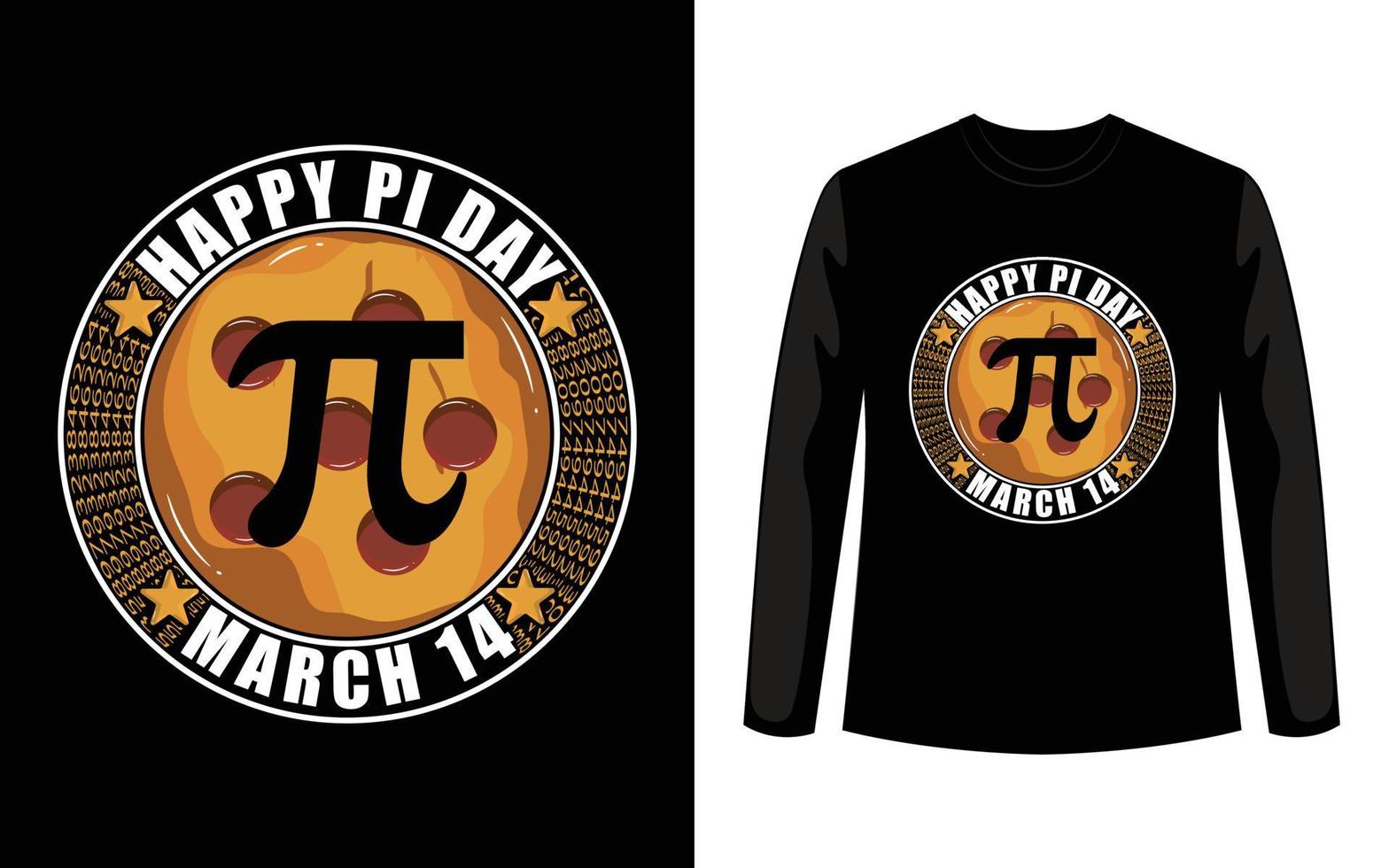 Happy Pi Day March 14 T-shirt Design Template. vector
