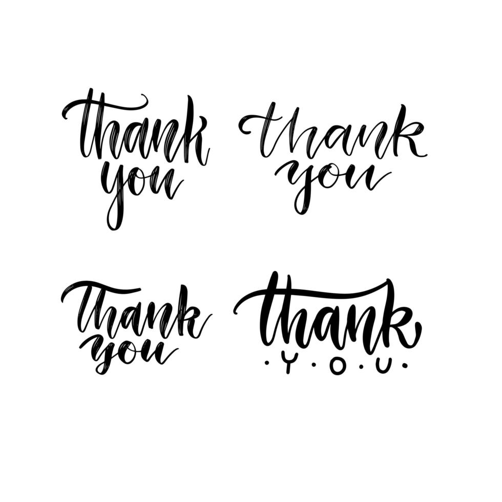 Set of Thank you brush lettering texts. vector