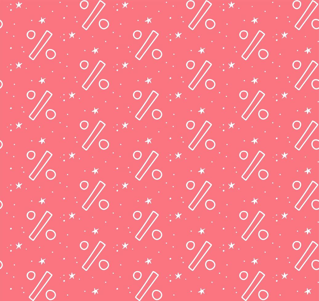 Seamless pattern hand drawn doodle percent signs and stars. Vector sketched repeating background of isolated per cent mark icons for sale or discount banners.