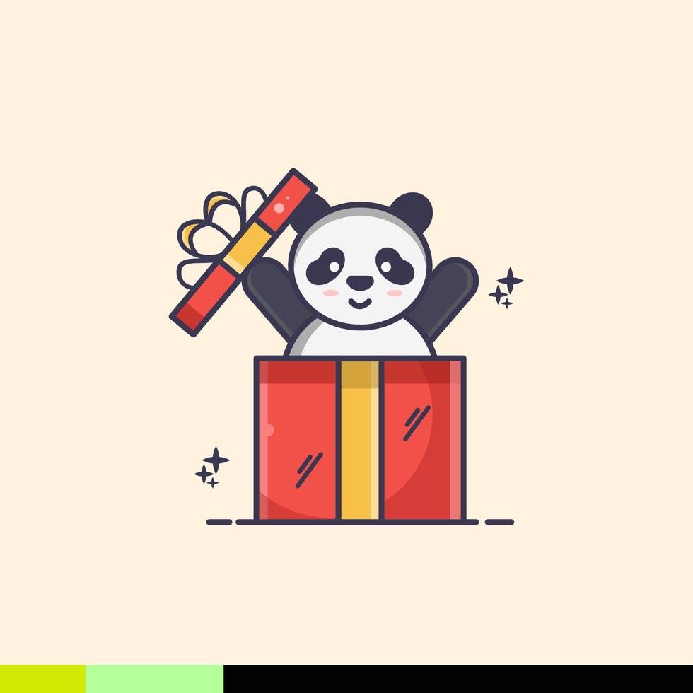 Cute panda illustration out of the box vector