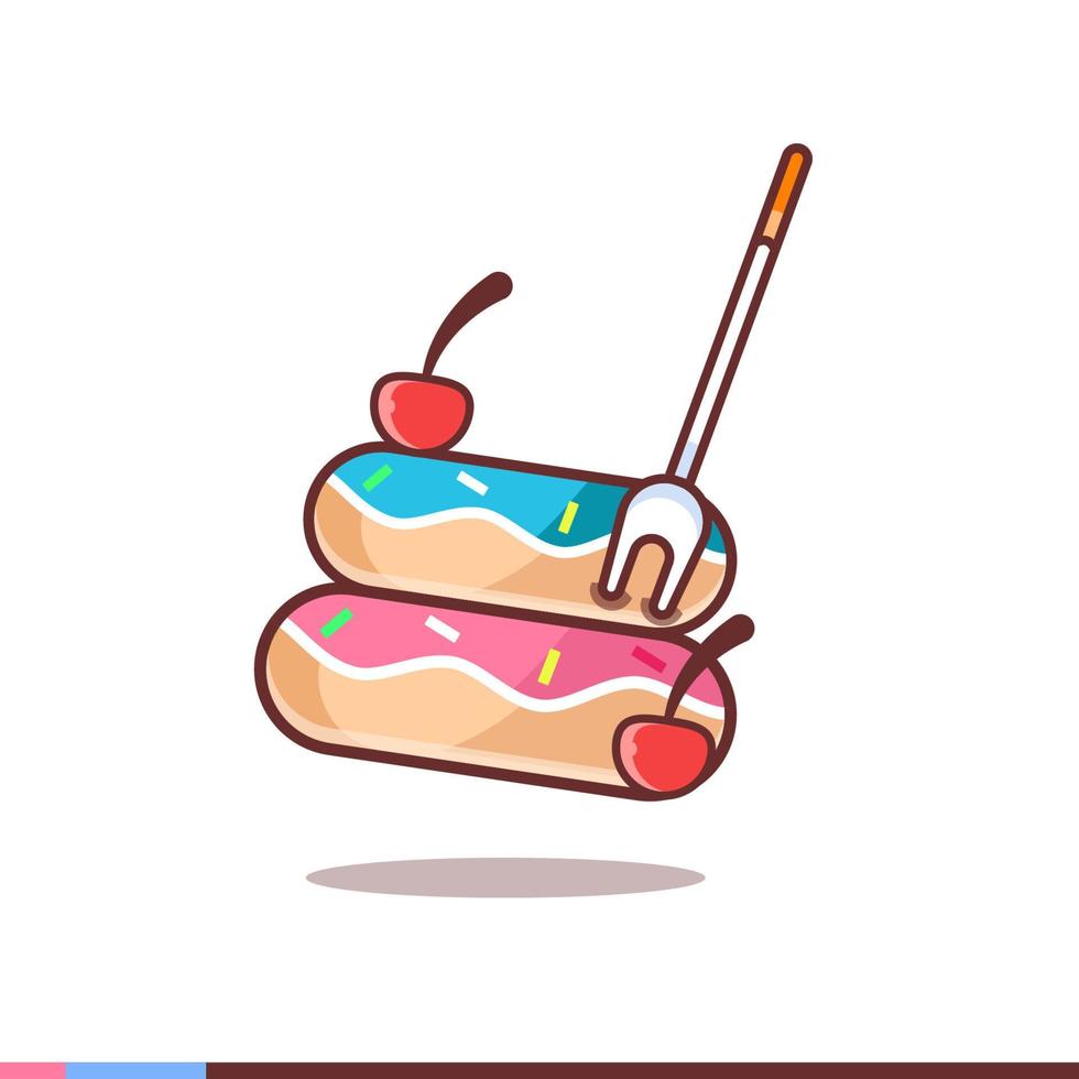 ilustración de donuts con cubiertos atascados vector