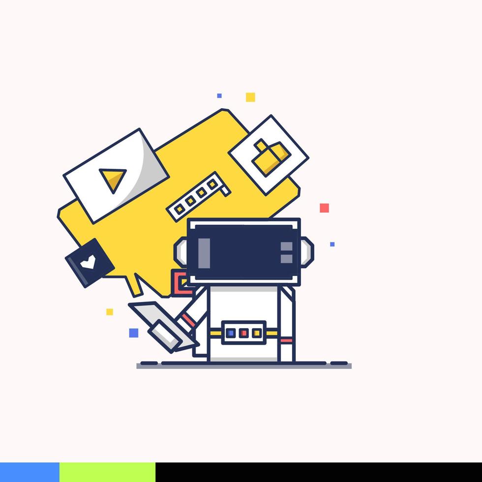 Box astronaut with a social media theme vector