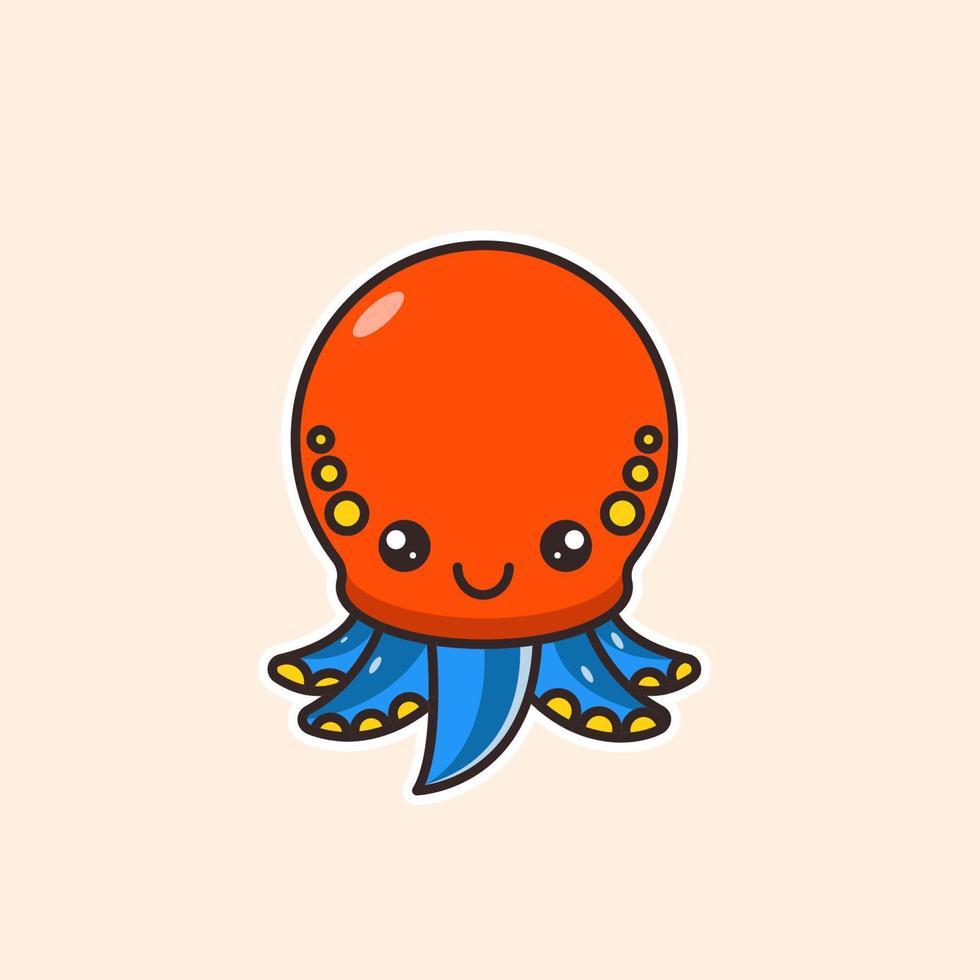 Octopus sticker illustration vector