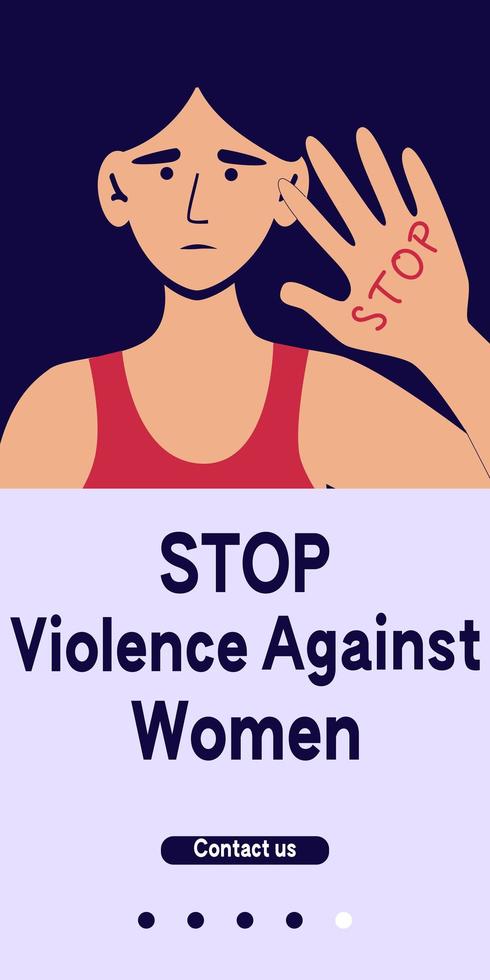 Stop domestic violence. Social issues, abuse,agression on women, harassment and bullying. Violence against woman. Mobile app, landing page, banner or brochure. Flat illustration, isolated on white. vector