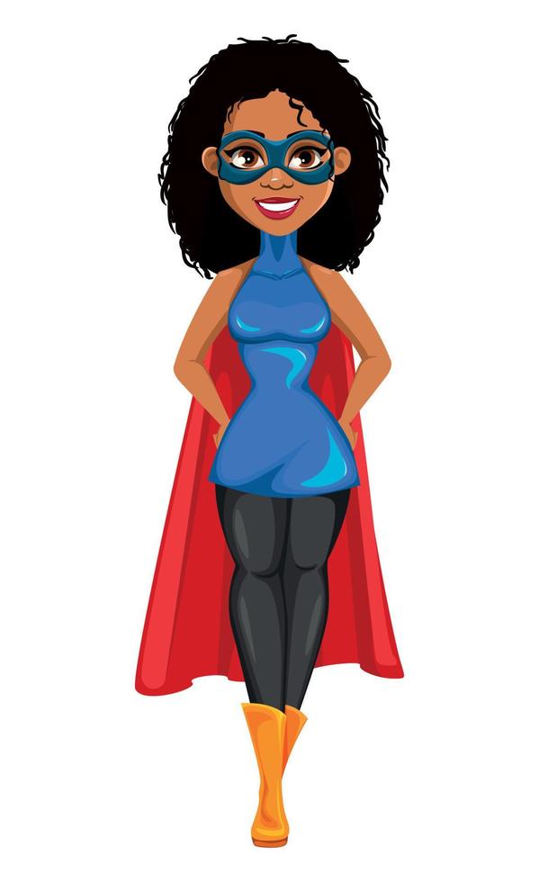 súper mujer afroamericana superhéroe vector