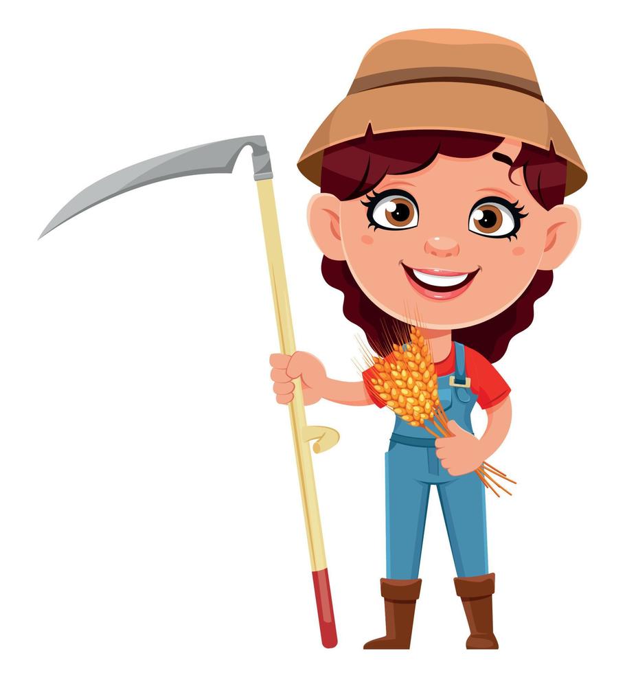 Farmer woman cartoon character vector