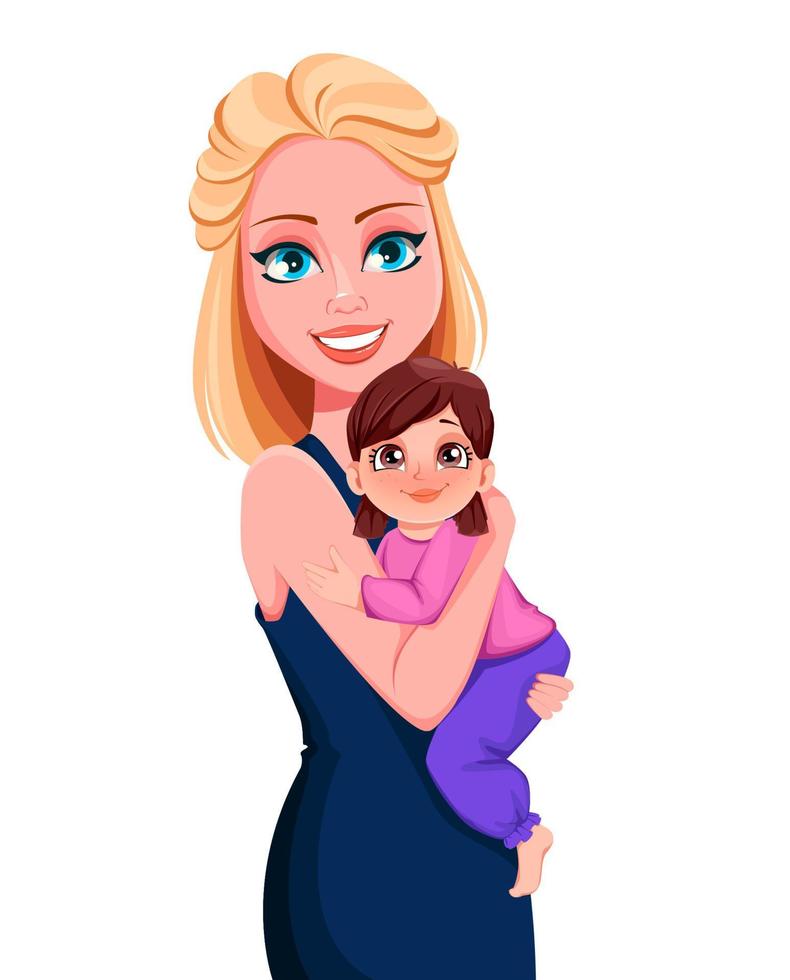 madre e hija pequeña vector