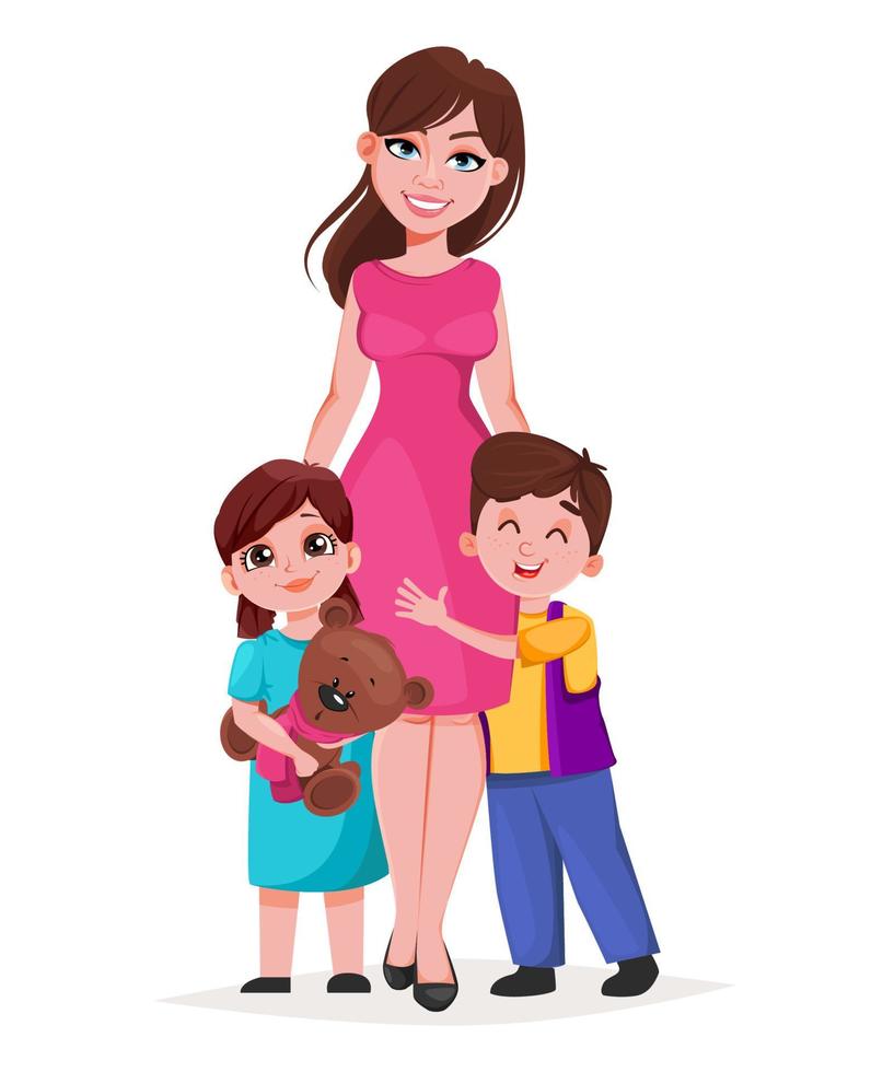 Happy Women's day. Beautiful mother with her kids vector