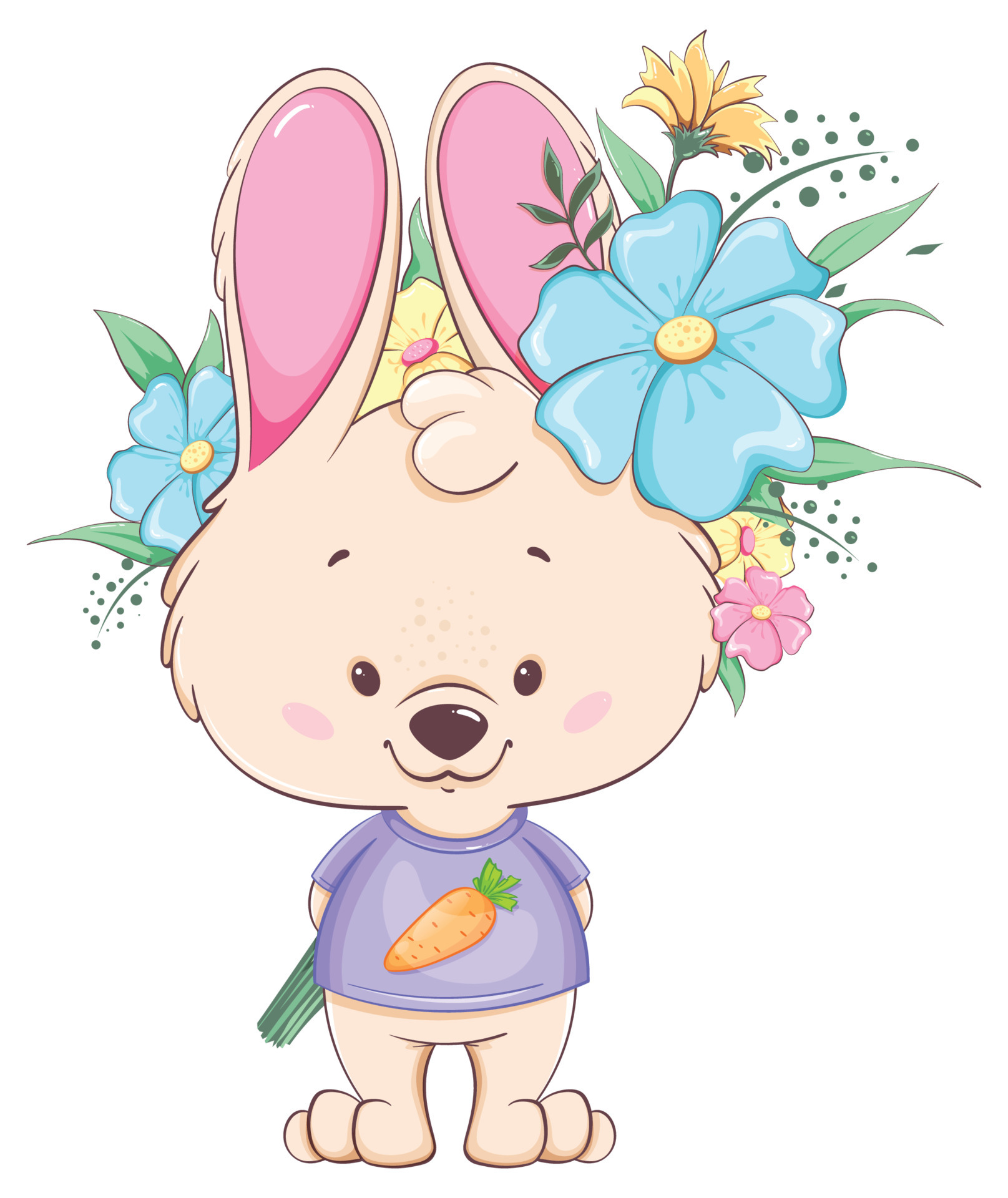 Happy Women's day. Cute bunny cartoon character 6030141 Vector Art at  Vecteezy