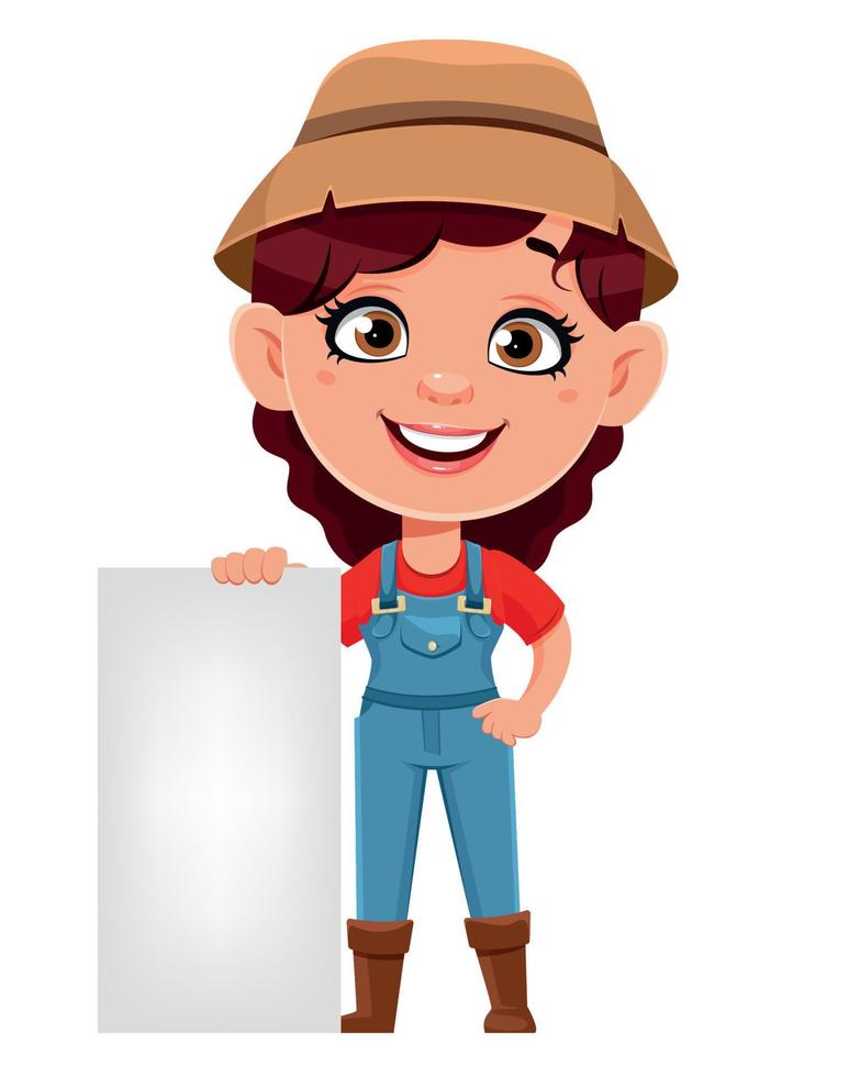 Farmer woman cartoon character vector
