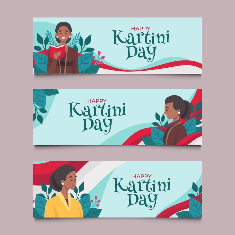 Set of Kartini Day Banner vector