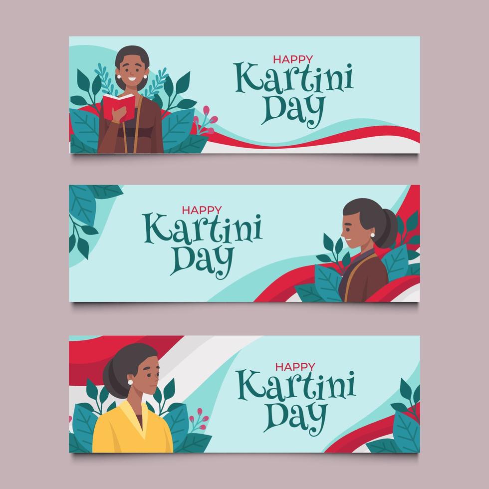 conjunto de banner del día de kartini vector